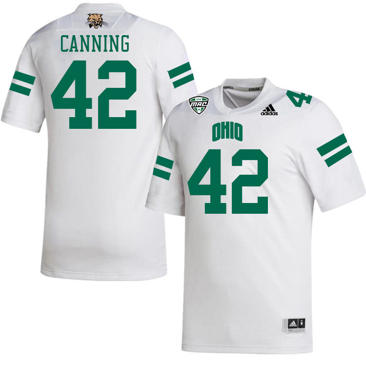 Ohio Bobcats #42 Carson Canning College Football Jerseys Stitched-White